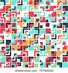 Geometric pattern with colored elements, vector abstract background
