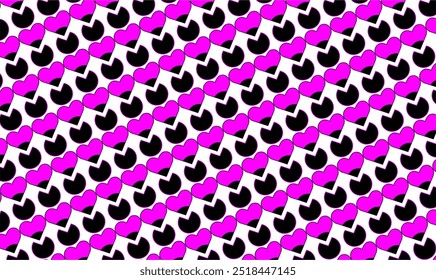 Geometric pattern with colorful hearts .Purple and black. Seamless background for fabrics, banners, wallpapers, wrapping, backgrounds.