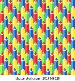 Geometric pattern with colorful pencils in flat style. Back to school  abstract illustration vector background texture.