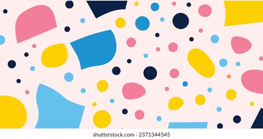 Geometric Pattern With Colorful Shapes on White Background, in the Style of Confetti-Like Dots, Stephen Ormandy, Animated Gifs, Pop-Inspired Imagery, Rectangular Fields, Letterboxing