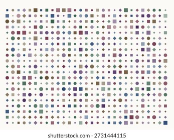 Patrón geométrico con Formas de colores sobre fondo de rejilla, diseño minimalista