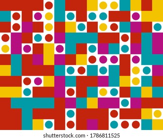 Geometric pattern with colorful squares and circles. General design for banners, covers, and presentation. Vector illustration