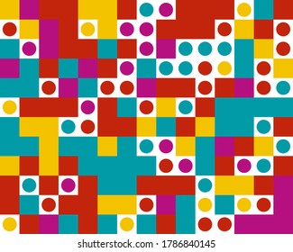 Geometric pattern with colorful squares and circles. General design for banners, covers, and presentation. Vector illustration