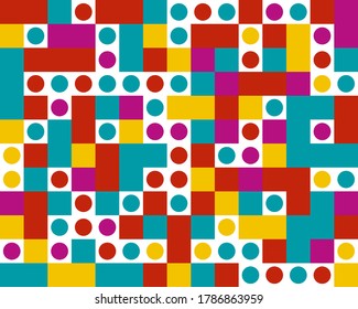 Geometric pattern with colorful squares and circles. General design for banners, covers, and presentation. Vector illustration