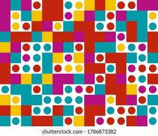 Geometric pattern with colorful squares and circles. General design for banners, covers, and presentation. Vector illustration
