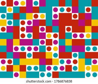 Geometric pattern with colorful squares and circles. General design for banners, covers, and presentation. Vector illustration