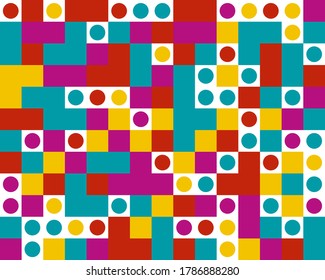 Geometric pattern with colorful squares and circles. General design for banners, covers, and presentation. Vector illustration