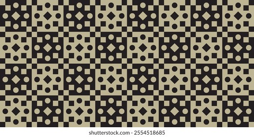 The geometric pattern is a combination of squares and rhombuses, a combination of black and gray