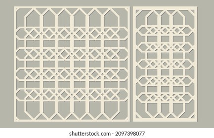 Geometric pattern of a complex polygon shape. Panel for laser cutting. Template for cutting plywood, wood, paper, cardboard and metal.