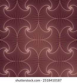 Geometric pattern composed of overlapping spirals and straight lines. The pattern is creating a symmetrical and intricate design. The colors are shades of brown and beige.