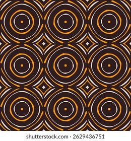 Geometric Pattern - Concentric Circles (Cream, Orange, Brown) - Repeating Vector Image; Easily Editable; Endless Design; Colorful lIlustration. Print for Gift Paper, Packaging, etc.
