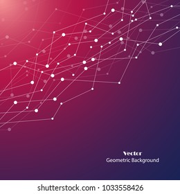 Geometric pattern with connected lines and dots. Vector illustration.