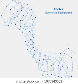 Geometric pattern with connected lines and dots. Vector illustration on white background.