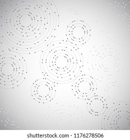 Geometric Pattern With Connected Lines And Dots On Gray Background.