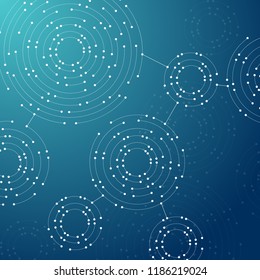 Geometric pattern with connected lines and dots.