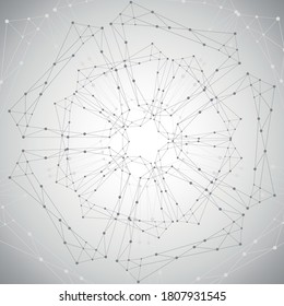 Geometric pattern with connected lines and dots. Vector illustration.