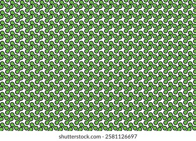 A geometric pattern consisting of green and black figures or dumbbells, arranged in a repetitive and symmetrical manner. A dynamic and eye-catching optical illusion.