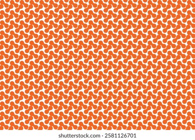 A geometric pattern consisting of orange figures or dumbbells, arranged in a repetitive and symmetrical manner. A dynamic and eye-catching optical illusion.