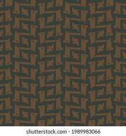 Geometric pattern consisting of squares, some pieces arranged in zigzag and a few flecks. Decoration in black and brown.