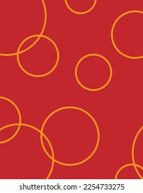 Patrón geométrico de los contornos de los círculos anaranjados sobre un fondo rojo
