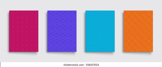 Geometric pattern covers set. Cool creative cards. Eps10 vector.