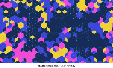 Geometric pattern with cubes and hexagons. Technology background. Vector illustration