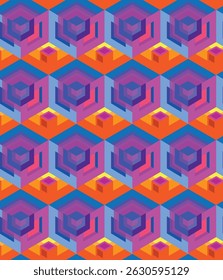 geometric pattern of cubes and rhombuses bright colors texture for fabric background for advertising seamless vector