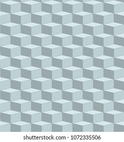 Geometric pattern from cubes. Shakhmotnyy poryad.Pryamye line, russechnia.Prostaya stylisation. Imitation of bricks. Vector image. Design. Grayscale. Illusion of volume. 3D effect. Minimalism.