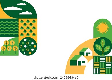 Geometric pattern, Decoration for Sustainable Agriculture brochure. Right and left sides