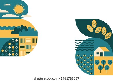 Geometric pattern, Decoration for Sustainable Agriculture brochure. Right and left sides of layout