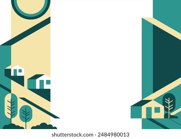 Geometric pattern, Decoration for Sustainable Agriculture brochure. Right and left margins or sides of layout, geometric style