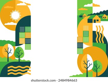 Geometric pattern, Decoration for Sustainable Agriculture brochure. Right and left margins or sides of layout