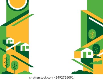 Geometric pattern, Decoration for Sustainable Agriculture brochure. Right and left margins or sides of layout, geometric style