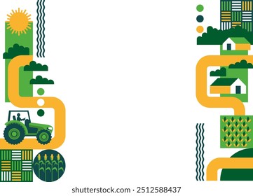 Padrão geométrico, folheto Decoração para Agricultura Sustentável - para margens direita e esquerda 