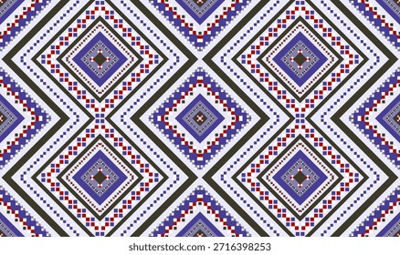 Geometric pattern decorative background. traditional style. color square shape. for decoration, curtain, fabric, clothing. embroidery style.