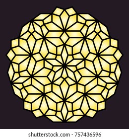 Geometric pattern. Decorative elements for stained glass windows. Coloring book page. Mandala for printing. Metal and wood cutting lattice.