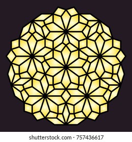 Geometric pattern. Decorative elements for stained glass windows. Coloring book page. Mandala for printing. Metal and wood cutting lattice.