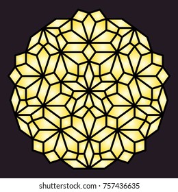 Geometric pattern. Decorative elements for stained glass windows. Coloring book page. Mandala for printing. Metal and wood cutting lattice.