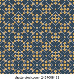 Geometric pattern in deep blue and mustard colors