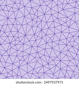 Geometric pattern. Deep purple color. Small triangles size. Light lines weight. Repeatable pattern. Seamless tileable vector illustration.