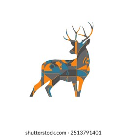 Geometric Pattern Deer Modern Artistic Wildlife Representation
