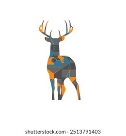 Geometric Pattern Deer Modern Artistic Wildlife Representation