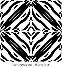 Patrón geométrico - Azulejos delicados (negro, blanco) - Imagen de Vector de repetición; Fácilmente editable; Diseño sin fin; Ilustración colorida. Impresión para papel de regalo, embalaje, etc.