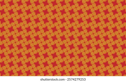 Geometric pattern design. Abstract curve lines motif in red and orange background.