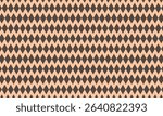 Geometric pattern design. Abstract fabric textures in dark brown diamonds background.
