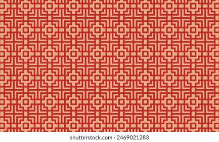 Geometric pattern design. Abstract fabric texture. Red and orange mandarin background.