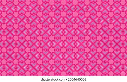Geometric pattern design. Abstract fabric texture. Batik print motif in pink background.
