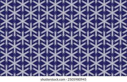 Geometric pattern design. Abstract fabric texture in dark blue background.