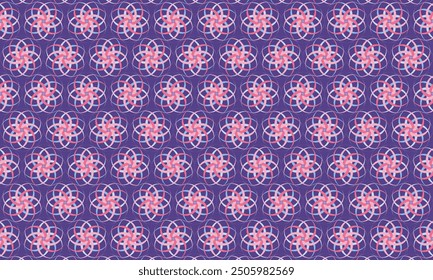 Geometrisches Musterdesign. Abstrakte Stofftextur auf buntem floralem Hintergrund.