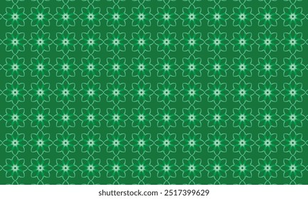 Geometric pattern design. Abstract fabric textures. Flowers motif in green lines background.